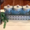 Three Glass Canisters with Metal Storage Bin - Image 2